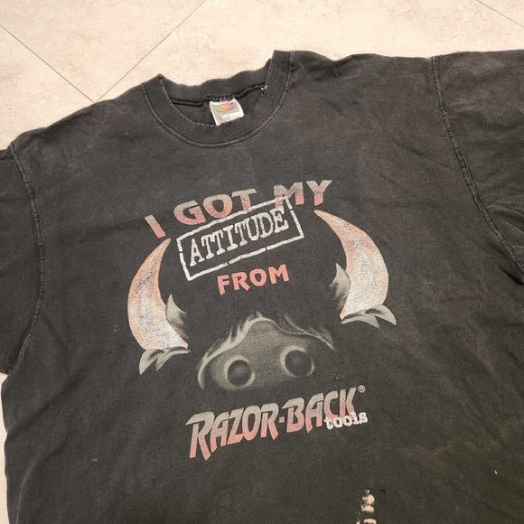 Fruit of the Loom Other - VTG Y2K‎ Razor-Back Tools FADED DISTRESSED Mens L Large Black Graphic T Shirt